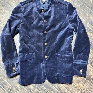 H&M Dark Blue Velvet Military Jacket